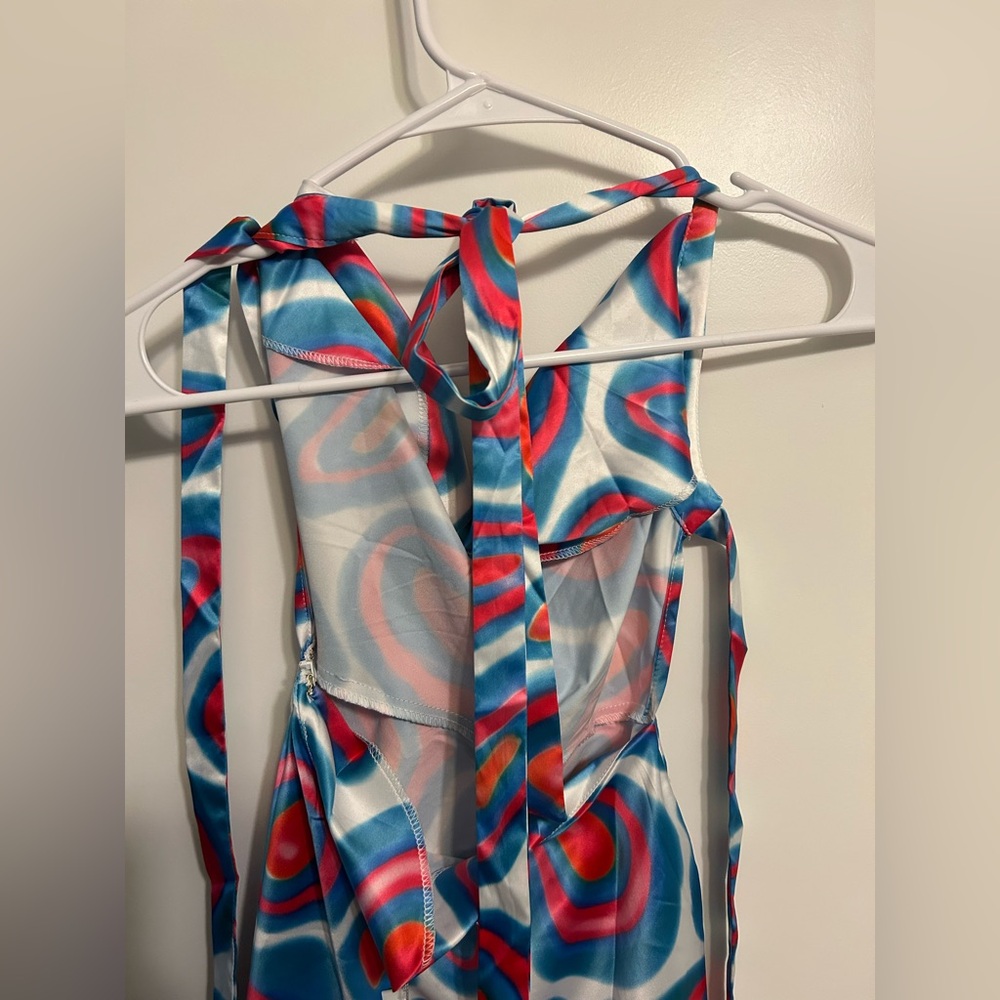NWT Beginning Boutique Isidore Blue Print Mini Dress - Picture 8 of 9